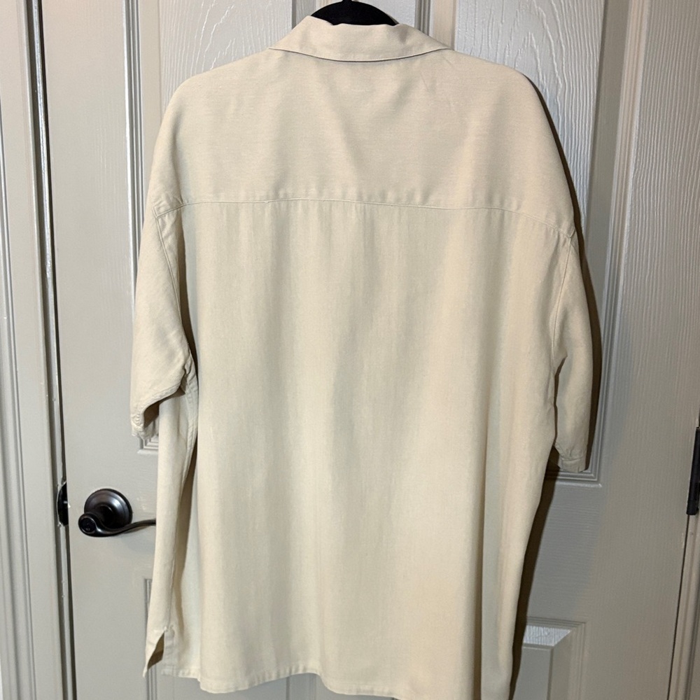 Island Republic Light Tan Short Sleeve Silk-blend Men's Shirt Sz XL - Picture 4 of 7